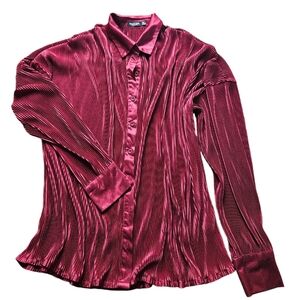 NASTY GAL Collection Burgundy Longsleeves Oversized Bottom Down Blouse. Size 4